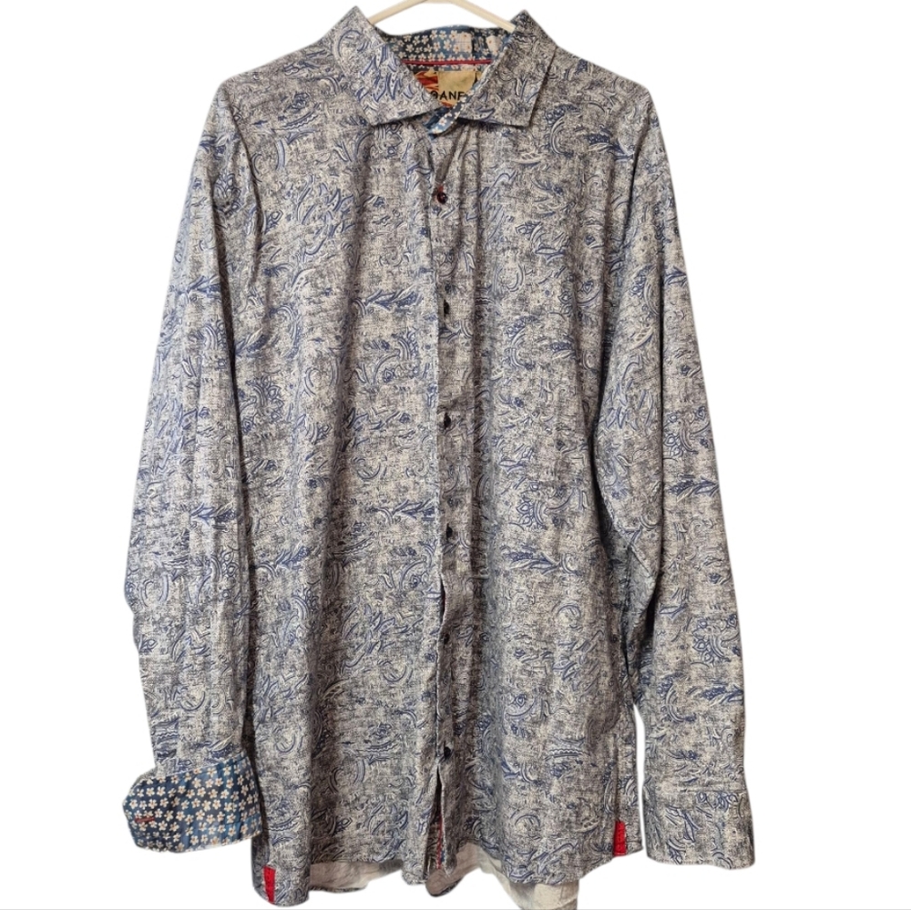 Sloane Blue Deconstructed Paisley Button-Up Shirt Men's Size 2XL